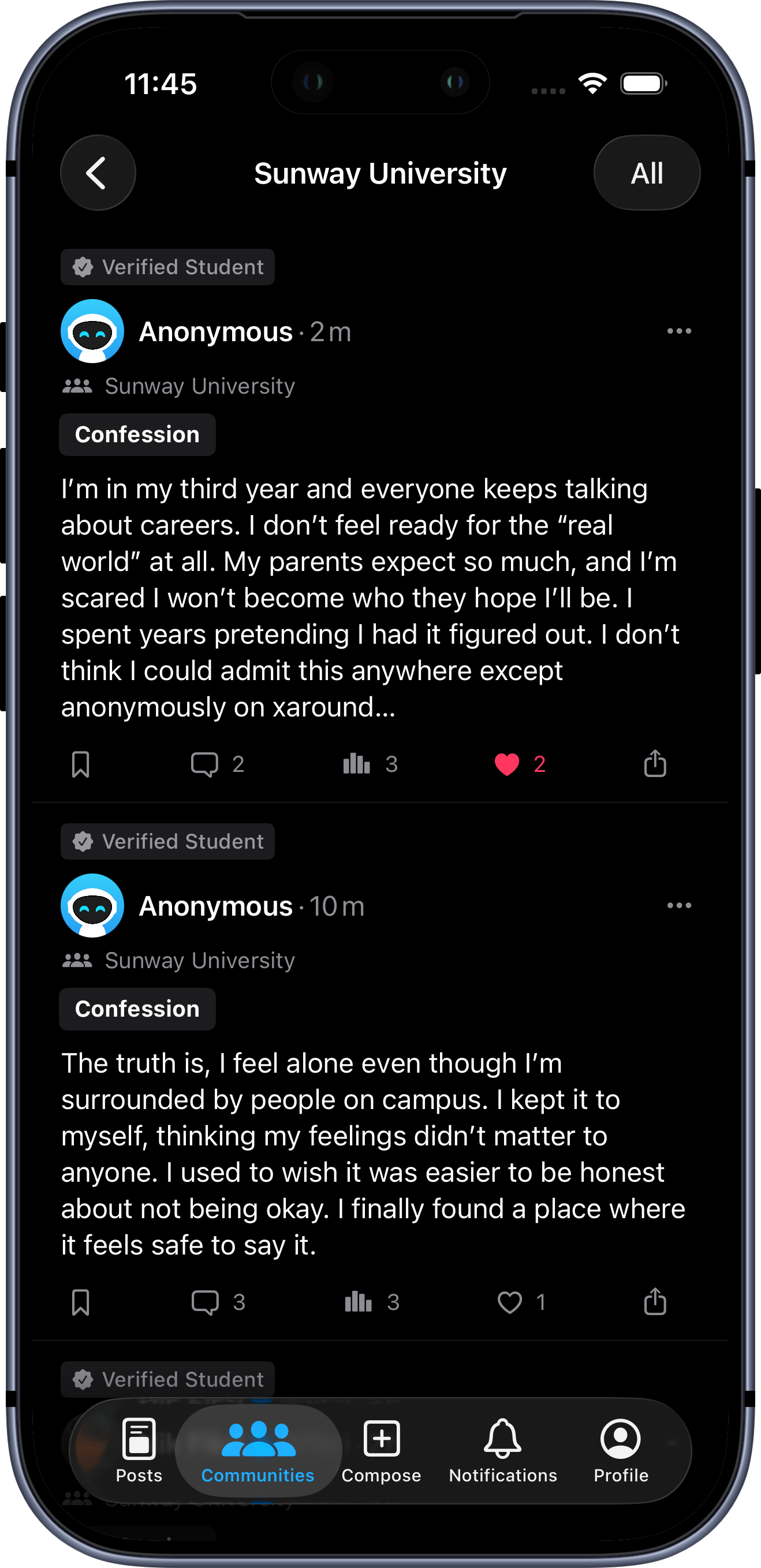 xaround campus feed screenshot