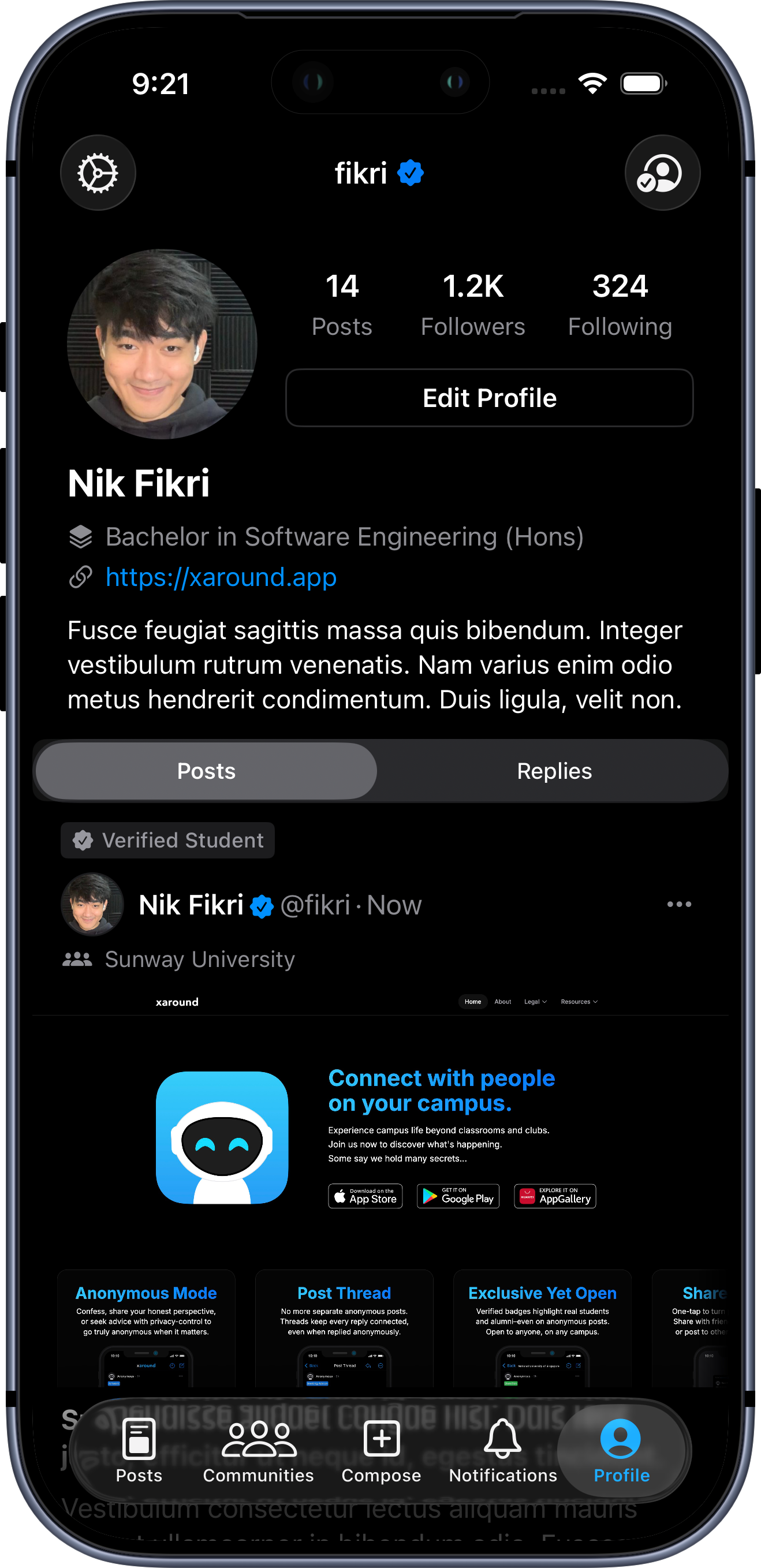 xaround native app design screenshot