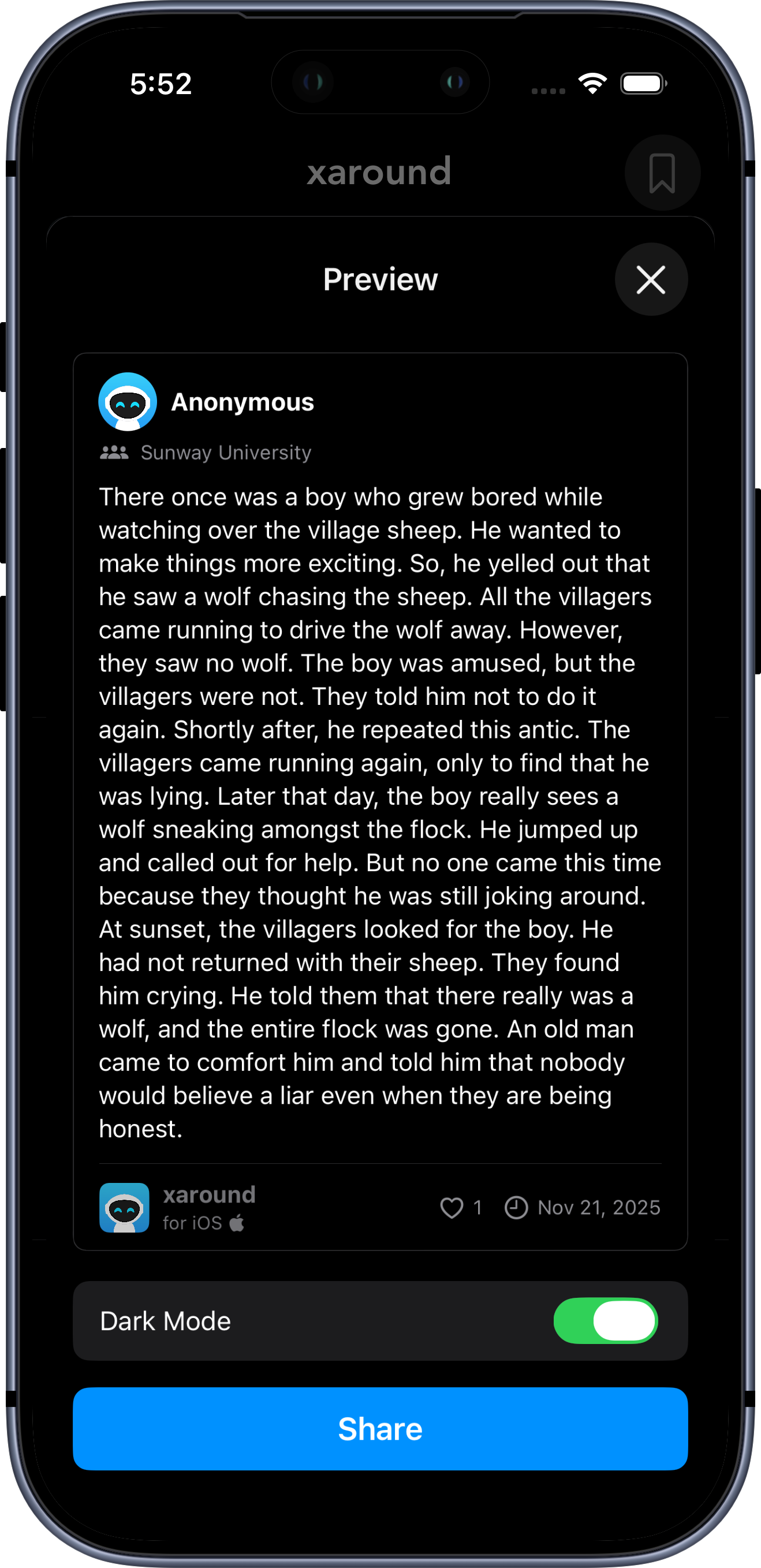 xaround share as photo screenshot