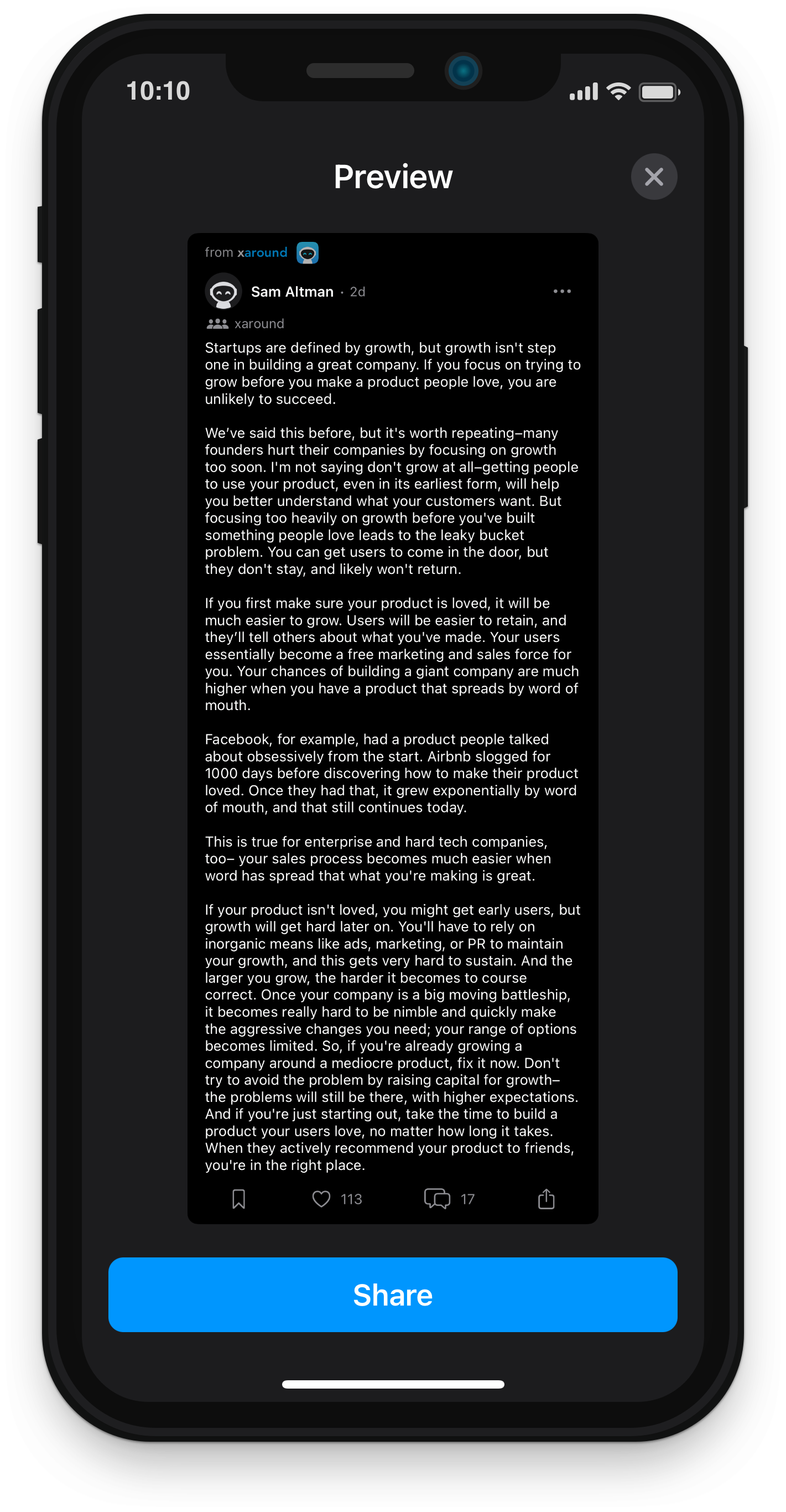 xaround - share as photo view screenshot